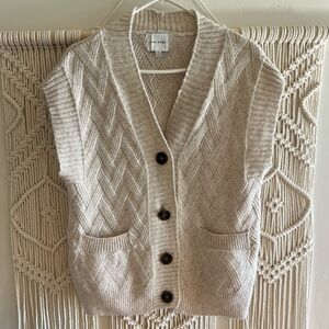 Pink Rose Cream Knit Cardigan with Button Details